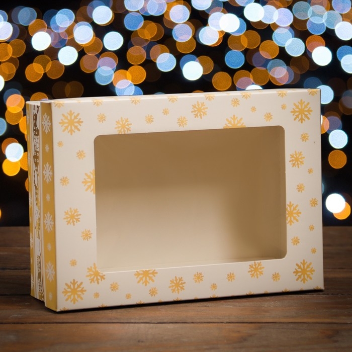 Новый год. Коробка подарочная новогодняя складная, крышка-дно, с окном Новый год. Коробка подарочная новогодняя складная, крышка-дно, с окном "Счастливого Нового Года" 21 х 15 х 7 см