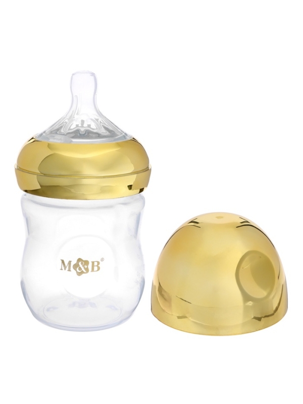 Бутылочка для кормления с наклейками &laquo;Золотой малыш&raquo; от 0 мес., 150 мл., цвет золотой, M&B