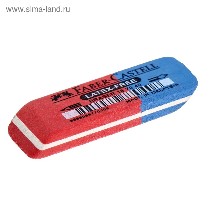 Ластик Faber-Castell каучук 7070, 50 х 18 х 8, двухсторонний для карандашей и чернил, красно-синий Ластик Faber-Castell каучук 7070, 50 х 18 х 8, двухсторонний для карандашей и чернил, красно-синий