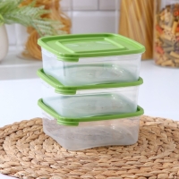 Набор пищевых контейнеров &laquo;Каскад&raquo;, 14&times;14&times;5,5 см, 700 мл, 3 шт, прозрачные, крышки микс