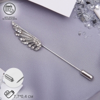 Булавка &laquo;Крыло&raquo;, 7,7 см, цвет белый в серебре