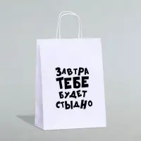 Пакет подарочный &laquo;Завтра тебе будет стыдно&raquo;, 24&times;10.5&times;32 см, 1 шт.