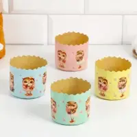 Форма бумажная для кекса, маффинов и кулича &laquo;Совушки&raquo;, 70&times;60 мм, МИКС