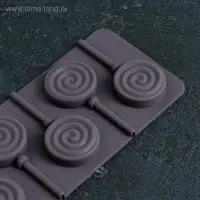 Форма для леденцов Доляна &laquo;Леденец&raquo;, силикон, 9.5&times;24 см, 6 ячеек (8.2&times;3.9 см), с палочками, МИКС