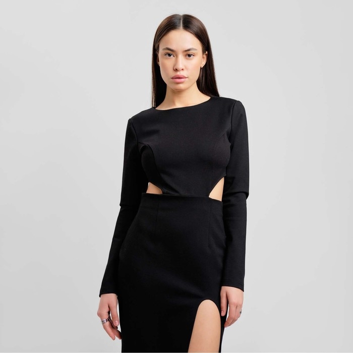 Платье женское с разрезами на талии MIST, размер 46, черный Платье женское с разрезами на талии MIST, размер 46, черный