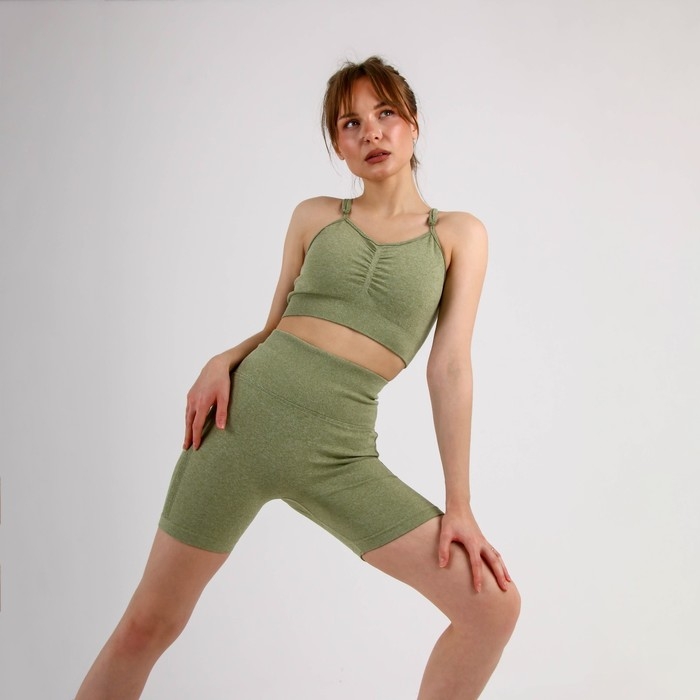 Шорты женские спортивные со сборкой, цвет олива, SL Russian Brand, р-р M