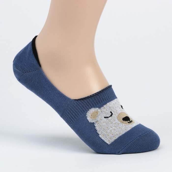 Носки-подследники детские &laquo;Мишка&raquo;, цвет джинс, размер 18-20