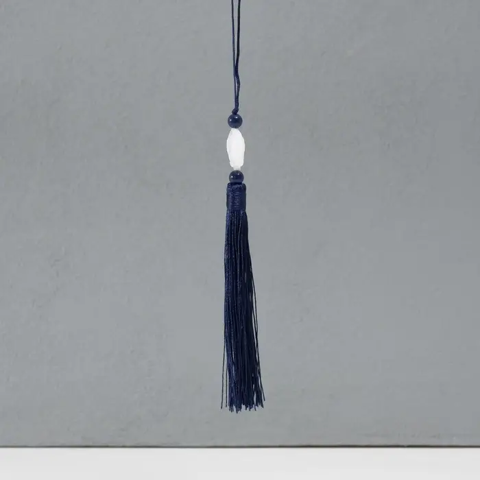 Подвеска текстиль, пластик "Кисть. Лотос" тёмно-синяя 1,2х2,7х14,5 см