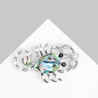 Брошь &laquo;Галиотис&raquo; скорпион с жемчужиной, цвет зелёный в серебре