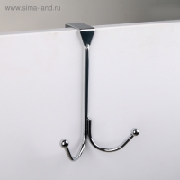 Вешалка на дверь Доляна &laquo;Лайт&raquo;, 2 крючка, 16,5&times;5&times;9,5 см, цвет хром