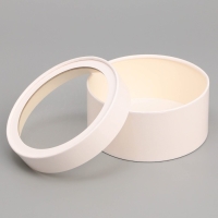 Коробка для макарун, кондитерская упаковка тубус с окном &laquo;Белый&raquo;, 16 х 16 х 7 см