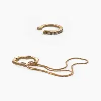 Серьги "Каффы" набор 2 шт., водопад и стразы, цвет золото