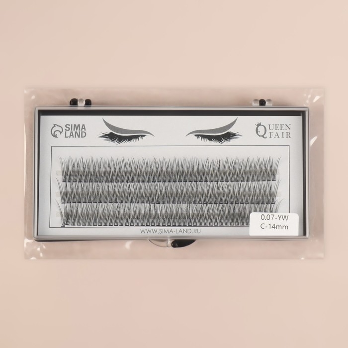Набор накладных ресниц &laquo;Ласточкин хвост&raquo;, пучки, 14 мм, толщина 0,07 мм, изгиб С, 12 D
