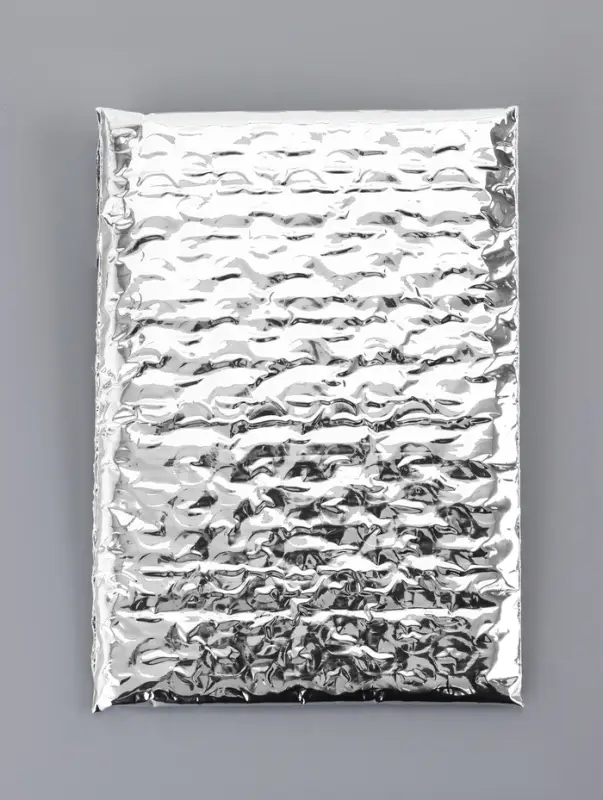 Пакет из ВПП c клапаном и клеевым слоем, серебряный 11&times;16 + 5 см