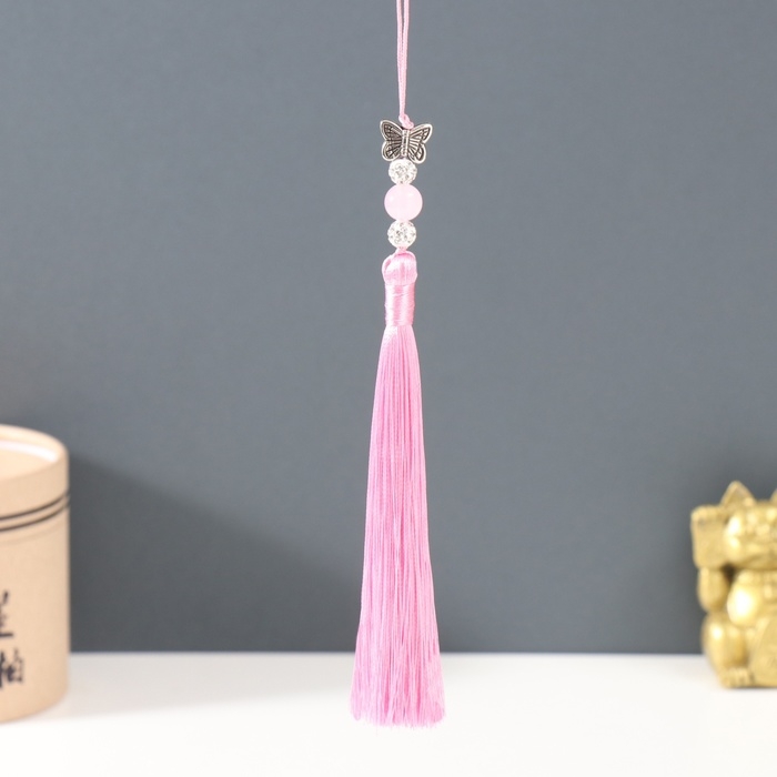 Подвеска текстиль, металл Подвеска текстиль, металл "Бабочка" розовая 1х1,2х16,5 см