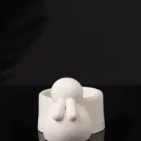 Подсвечник "Заяц с чашей" 8х6х4 см, натуральный, гипс