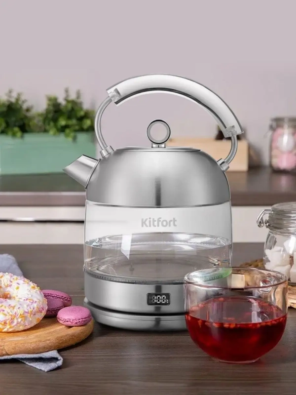 Чайник электрический стеклянный КТ-6172 - 1.7 л