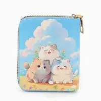 Кошелек дет 07-01-01 Июнь2545 кот, 8,5*2,5*10,5 см, 2 отд+отд/молн, д/карт, голубой