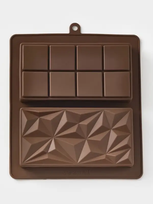Форма для дубайского шоколада 2 плитки "Квадраты, пирамиды" 21x19x2,5 см