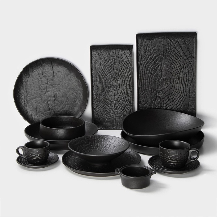 Блюдо для подачи Magistro Black style, 29,5&times;14,8 см, фарфор, цвет чёрный