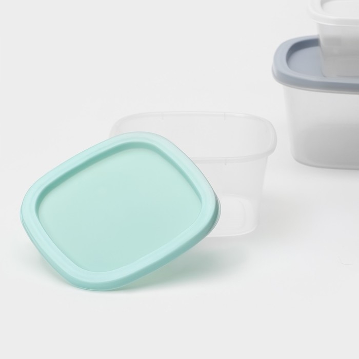 Набор контейнеров квадратных BioFresh, 3 шт: 0,23 л, 0,5 л, 0,9 л, цвет прозрачный, крышка МИКС