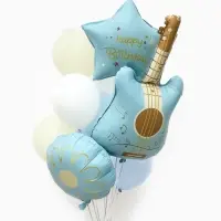 Воздушные шары "Голубая гитара" фольга, латекс, набор 12 штук