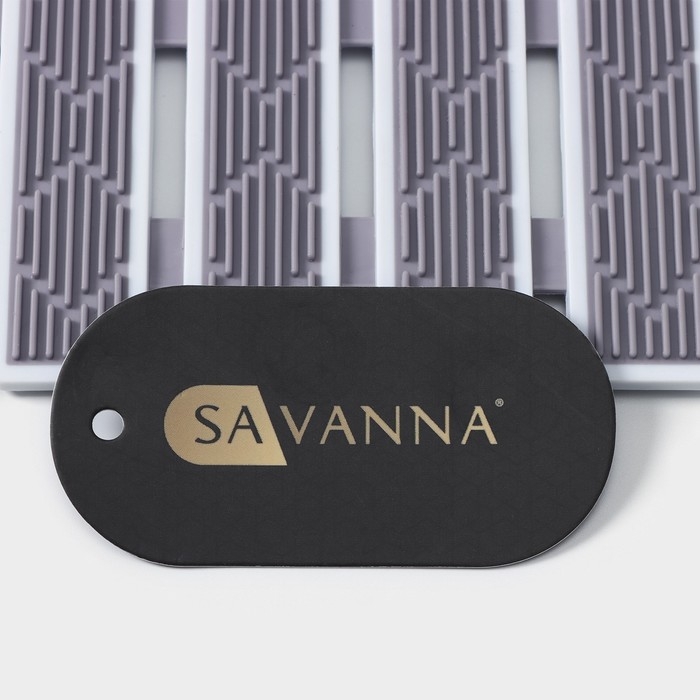 Коврик противоскользящий в ванну на присосках SAVANNA, 40&times;68 см, цвет серый