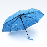 Зонт полуавтоматический &laquo;Капли&raquo;, эпонж, 3 сложения, 8 спиц, R = 48/55 см, D = 110 см, цвет МИКС