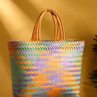 Сумка плетёная, 30&times;15&times;30 см, пластик, разноцветная