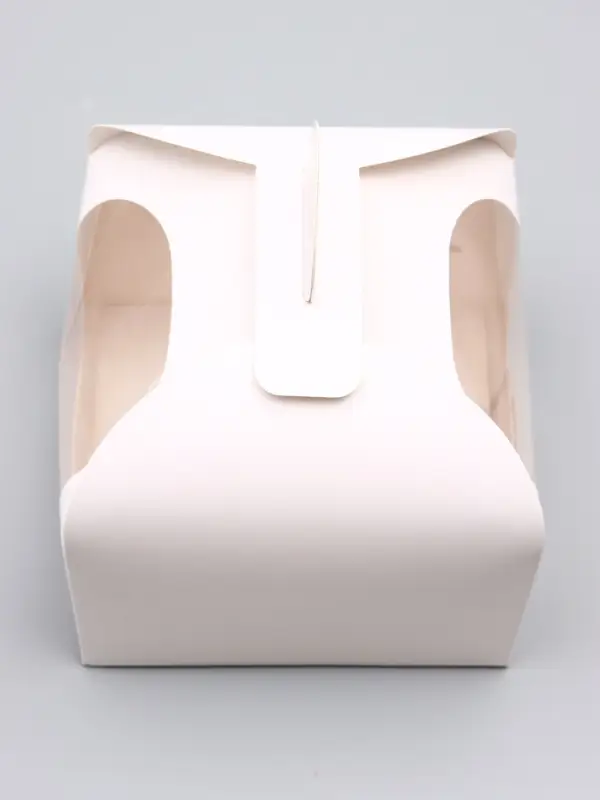 Коробка под бенто - торт с окном, белая, 14&times;14&times;12 см