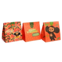 Набор крафтовых пакетов со стикерами, Чебурашка, 18х22х12 см