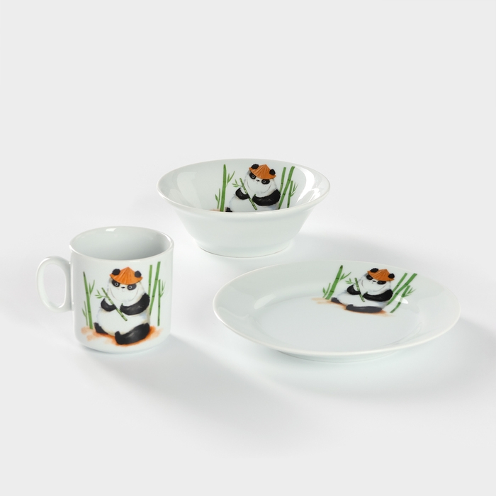 Набор детской фарфоровой посуды &laquo;Панда&raquo;, 3 предмета