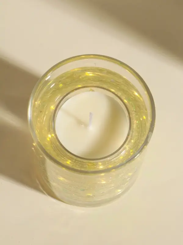 Свеча интерьерная в стакане с LED-подсветкой "Перламутровые сердечки" 8х8х9 см