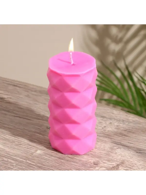 Свеча "Столб ромбики" 6х6х12 см, соевый воск, микс