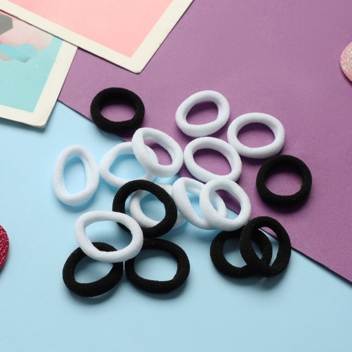 Резинка для волос Резинка для волос "Карусель" (набор 30 шт±2) 2 см, чёрный белый