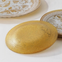 Набор столовый &laquo;Растительный узор&raquo;, 7 предметов: d=30 см - 1 шт, d=18 см - 6 шт, цвет белый с золотым