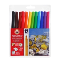 Фломастеры 12цв Koh-i-Noor FISH 1002, смываемые, вентилир, в ПВХ/уп с европодвесом Фломастеры 12цв Koh-i-Noor FISH 1002, смываемые, вентилир, в ПВХ/уп с европодвесом