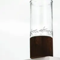 Стеклянная ваза с деревянной подставкой, 10х25,5х10 см