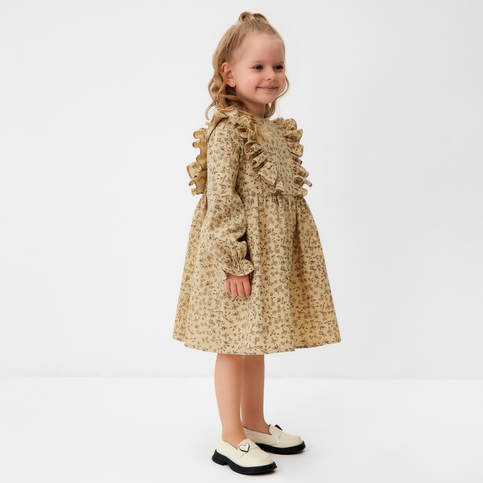 Платье для девочки MINAKU: Cotton collection цвет бежевый, рост 110 см