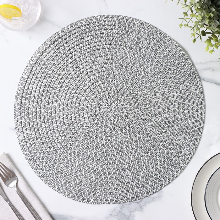 Салфетки сервировочные на стол Доляна &laquo;Рэй&raquo;, 4 шт, d=38 см, цвет серый