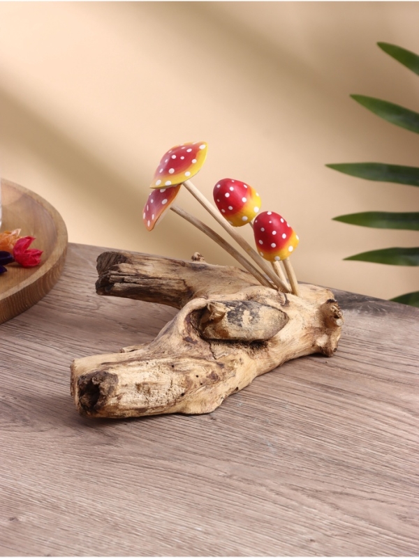 Сувенир "Коряга с грибочками" дерево Албезия, 30х10х17 см