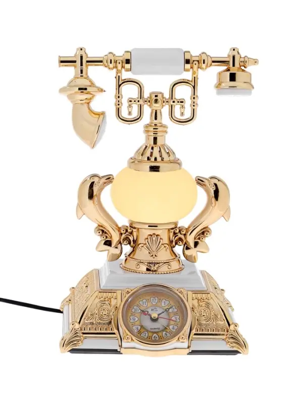 Часы-светильник "Ретро телефон", белый, с будильником, 28.5 х 18 х 18 см