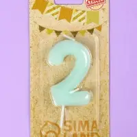 Свеча в торт &laquo;Цифра 2&raquo;, светящаяся голубая, 9 см