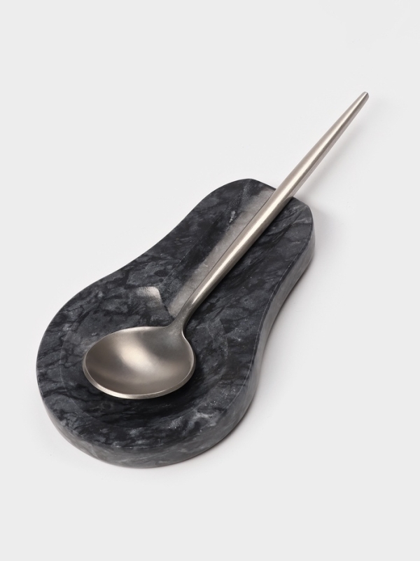 Подставка под ложку из мрамора "Marble", цвет черный