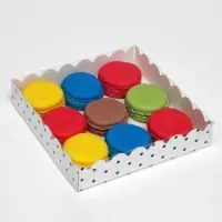 Коробочка для печенья с PVC крышкой &laquo;Горох&raquo;, белая, 15&times;15&times;3 см