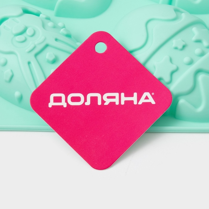 Форма для выпечки Доляна &laquo;Пасхальный кролик&raquo;, силикон, 27&times;17 см, 6 ячеек, бирюзовая