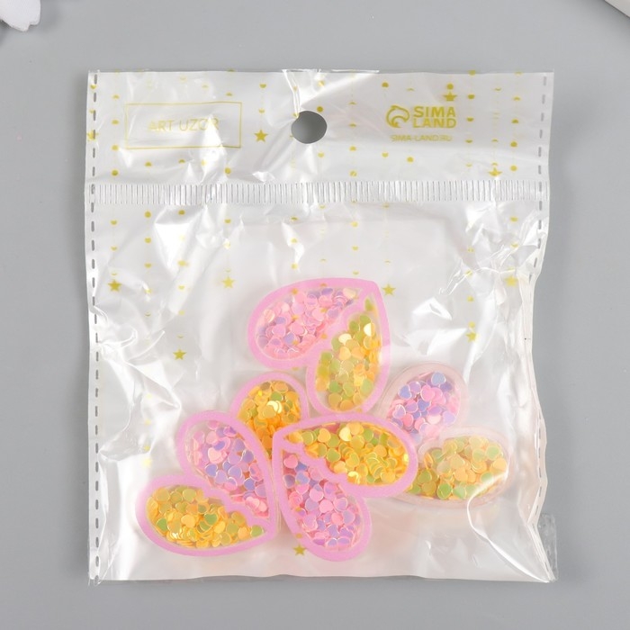 Шейкер для творчества акрил "Сердечко" с глиттером 0,5х3,1х2,8 см набор 5 шт