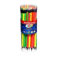 Карандаш чернографитный ErichKrause &laquo;JOY&raquo;, HB, грифель d=2.2 мм, пластик, круглый, в тубусе, неон МИКС