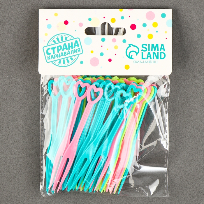 Шпажки &laquo;Сердечки&raquo;, набор 50 шт., цвет МИКС