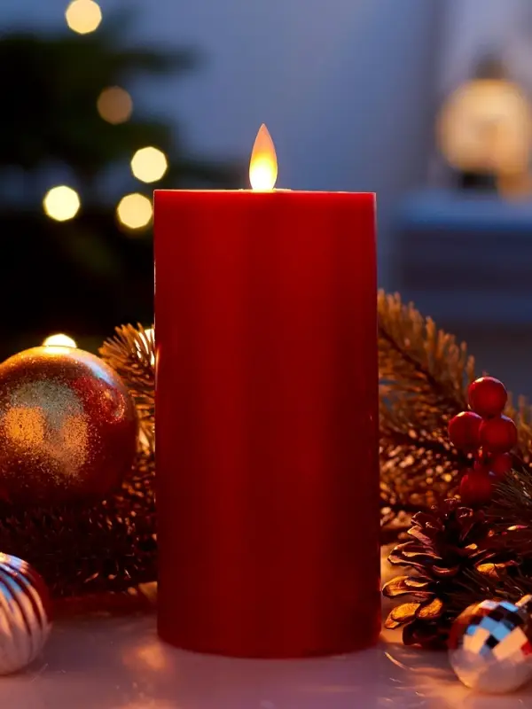 Светодиодная свеча восковая "Глубокий красный", 17x7 см, АААx3 (не в компл.), Т/БЕЛЫЙ